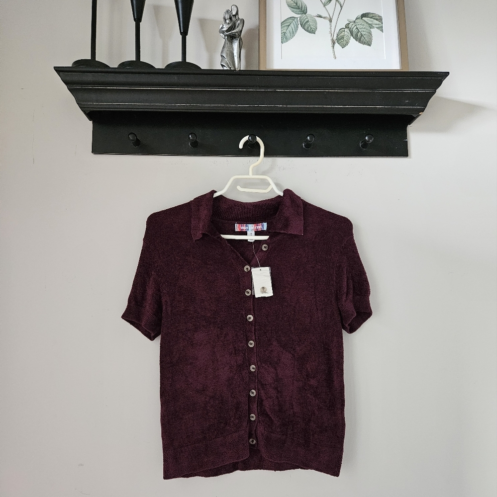 NWT Urban Outfitters Burgundy Button-Up Blouse